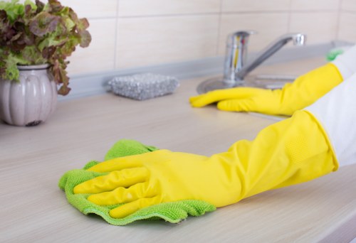 Safe and tidy carpet cleaning workspace with equipment