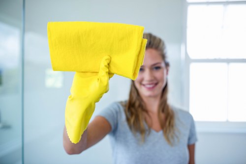 Professional cleaners working in a SE15 flat